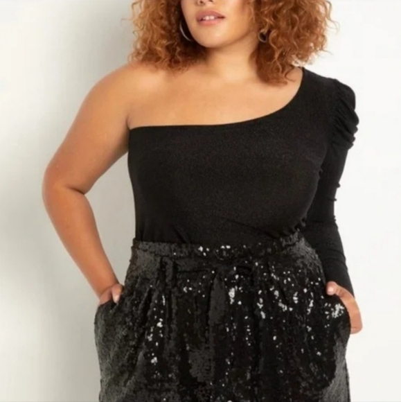 NWOT Eloquii One Shoulder Lurex Top - Picture 1 of 10